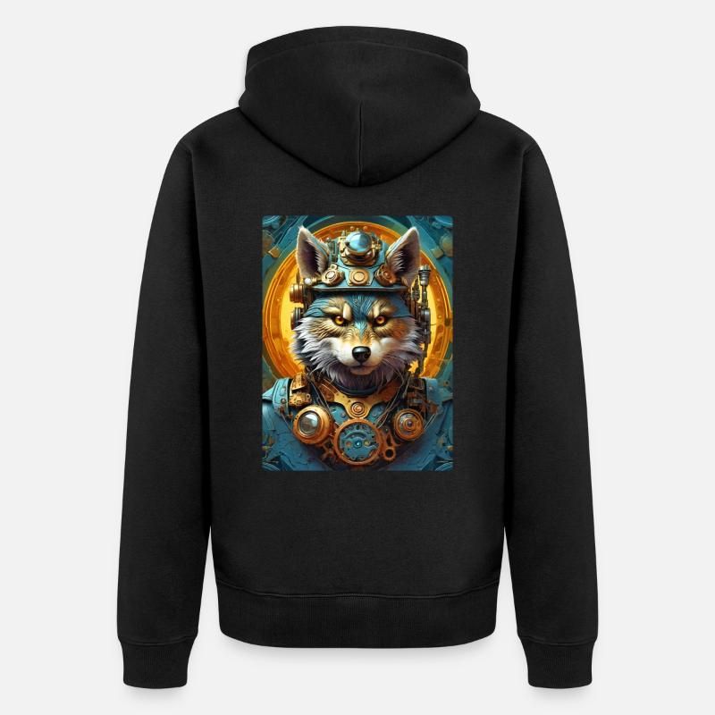 Loup Steampunk 1.1 - Veste à capuche bio Premium Unisexe - noir