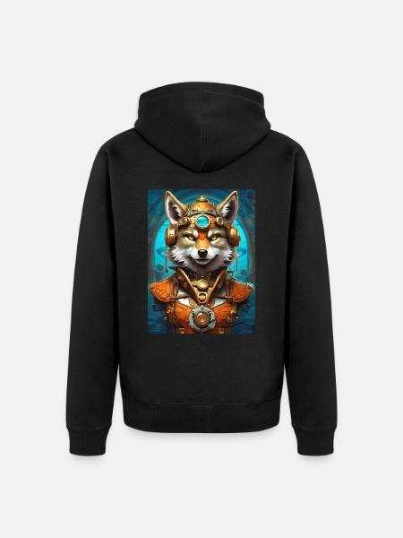 Steampunk Wolf 1.18 - Unisex Premium Organic Zip Hoodie - black