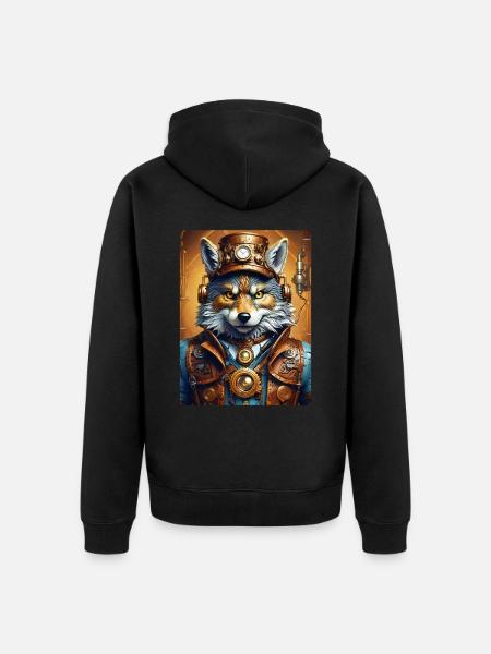 Steampunk Wolf 1.7 - Unisex Premium Organic Zip Hoodie - black