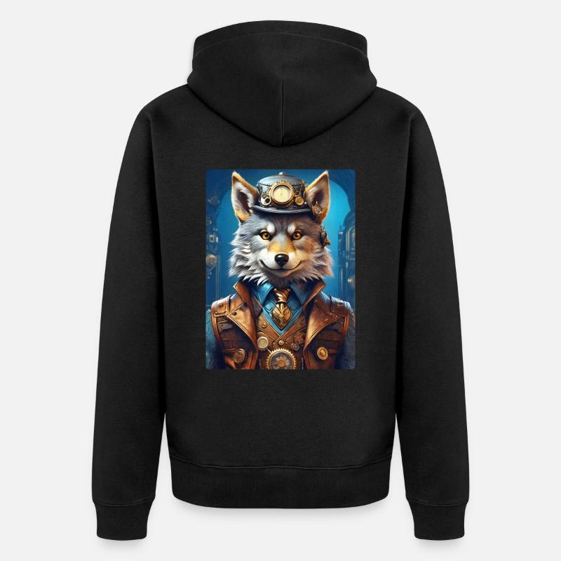 Loup Steampunk 1.12 - Veste à capuche bio Premium Unisexe - noir