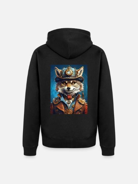 Steampunk Wolf 1.15 - Unisex Premium Organic Zip Hoodie - black