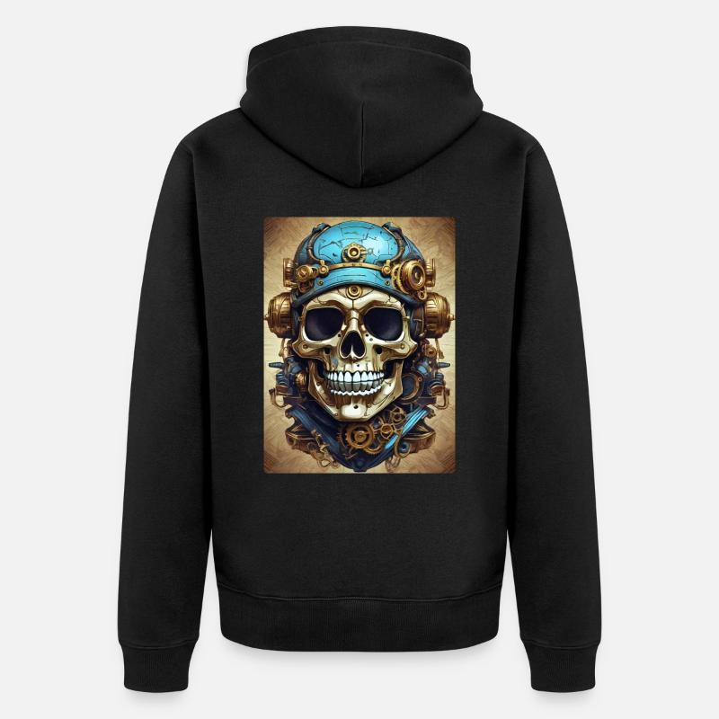 Steampunk Skull 1.7 - Unisex Premium Bio Zip Hoodie - Schwarz