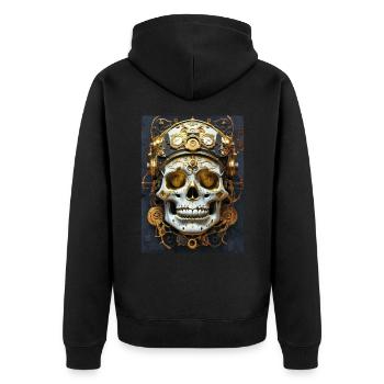Steampunk Skull 1.13 - Unisex Premium Bio Zip Hoodie - Schwarz - Hinten - Nico (187cm)