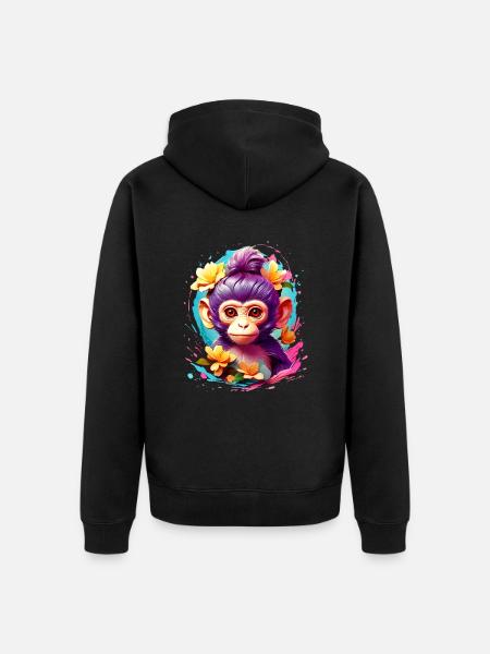 Singe Singe V1 24 01 - Veste à capuche bio Premium Unisexe - noir