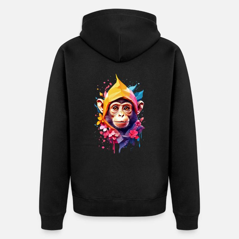 Singe Singe V1 24 13 - Veste à capuche bio Premium Unisexe - noir