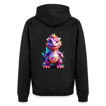 Dino Dinosaure V1 24 01 - Veste à capuche bio Premium Unisexe - noir - Dos - Nico (187cm)