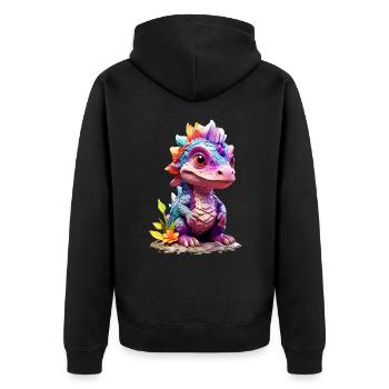 Dino Dinosaure V1 24 06 - Veste à capuche bio Premium Unisexe - noir - Dos - Nico (187cm)