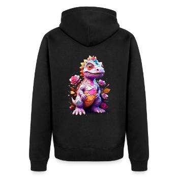 Dino Dinosaure V1 24 04 - Veste à capuche bio Premium Unisexe - noir - Dos - Nico (187cm)