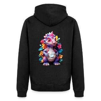 Dino Dinosaure V1 24 03 - Veste à capuche bio Premium Unisexe - noir - Dos - Nico (187cm)