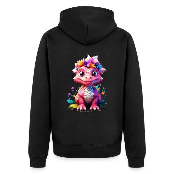 Dino Dinosaure V1 24 09 - Veste à capuche bio Premium Unisexe - noir - Dos - Nico (187cm)