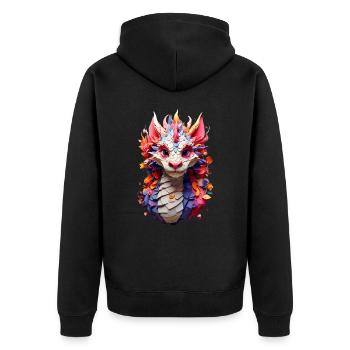 Drache Dragon V1 24 01 - Unisex Premium Bio Zip Hoodie - Schwarz - Hinten - Nico (187cm)