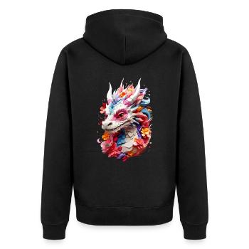 Drache Dragon V1 24 03 - Unisex Premium Bio Zip Hoodie - Schwarz - Hinten - Nico (187cm)