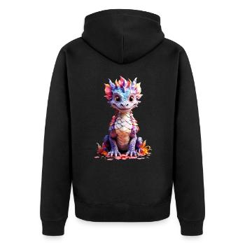 Drache Dragon V1 24 08 - Unisex Premium Bio Zip Hoodie - Schwarz - Hinten - Nico (187cm)