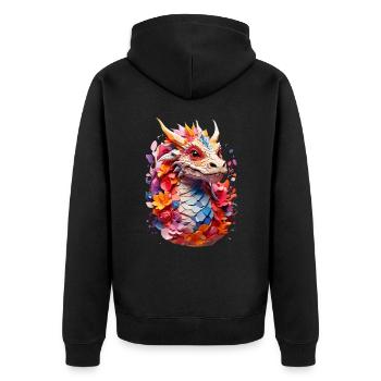Dragon Dragon V1 24 11 - Unisex Premium Organic Zip Hoodie - black - Back - Nico (187cm)