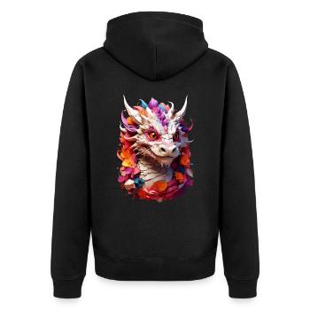 Drache Dragon V1 24 04 - Unisex Premium Bio Zip Hoodie - Schwarz - Hinten - Nico (187cm)
