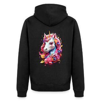 Unicorn Unicorn V1 24 17 - Unisex Premium Organic Zip Hoodie - black - Back - Nico (187cm)