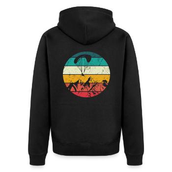 Paragleiter Retro Vintage Berge Paraglider - Unisex Premium Bio Zip Hoodie - Schwarz - Hinten - Nico (187cm)