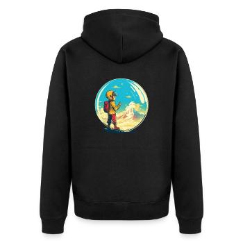 Little explorer conquers the world - Unisex Premium Organic Zip Hoodie - black - Back - Nico (187cm)