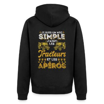 Mec Simple Tracteur Apéro Farmer Fermier Bière - Veste à capuche bio Premium Unisexe - noir - Dos - Nico (187cm)