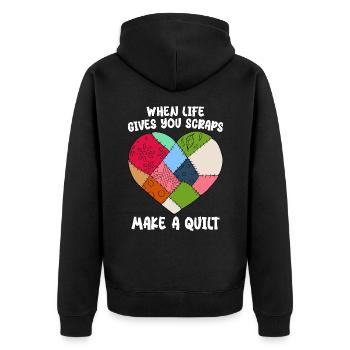 Quilten Frauen Oma Quilt Liebhaber Nähen Quilter - Unisex Premium Bio Zip Hoodie - Schwarz - Hinten - Nico (187cm)
