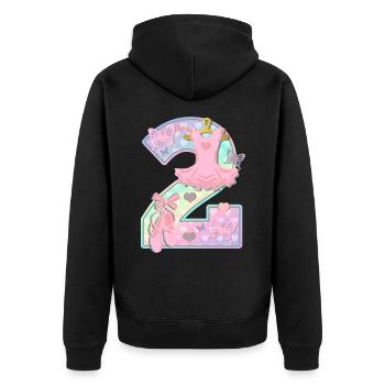 Ballerine 2ème fête d’anniversaire numéro 2 - 2 ans - Veste à capuche bio Premium Unisexe - noir - Dos - Nico (187cm)