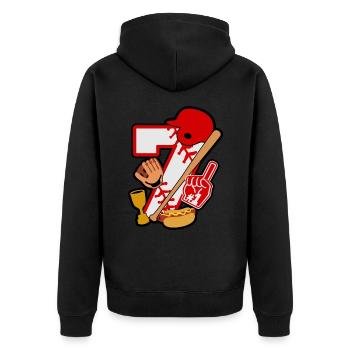 Fête du 7e anniversaire de baseball numéro 7 - 7 ans - Veste à capuche bio Premium Unisexe - noir - Dos - Nico (187cm)