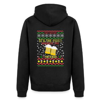 Noël moche, le moment le plus merveilleux pour une bière - Veste à capuche bio Premium Unisexe - noir - Dos - Nico (187cm)