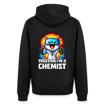 Cat Chemist Lab Chemistry Gift - Unisex Premium Organic Zip Hoodie - black - Back - Nico (187cm)