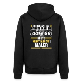 Götter in der Antike. Heute Maler - Unisex Premium Bio Zip Hoodie - Schwarz - Hinten - Nico (187cm)
