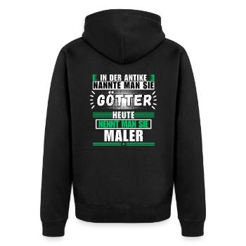 Götter in der Antike. Heute Maler - Unisex Premium Bio Zip Hoodie - Schwarz - Hinten - Nico (187cm)