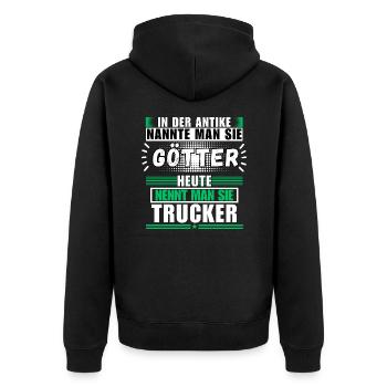 Götter in der Antike. Heute Götter in der Antike. - Unisex Premium Bio Zip Hoodie - Schwarz - Hinten - Nico (187cm)