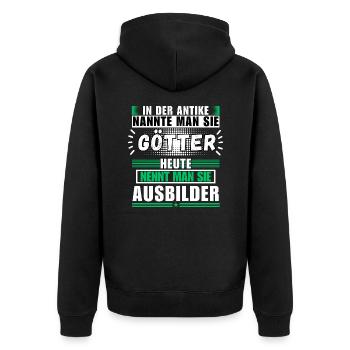 Götter in der Antike. Heute Ausbilder - Unisex Premium Bio Zip Hoodie - Schwarz - Hinten - Nico (187cm)