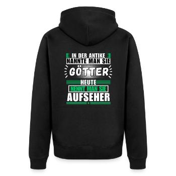 Götter in der Antike. Heute Aufseher - Unisex Premium Bio Zip Hoodie - Schwarz - Hinten - Nico (187cm)