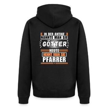 Götter in der Antike. Heute Pfarrer - Unisex Premium Bio Zip Hoodie - Schwarz - Hinten - Nico (187cm)