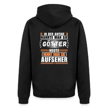 Götter in der Antike. Heute Aufseher - Unisex Premium Bio Zip Hoodie - Schwarz - Hinten - Nico (187cm)