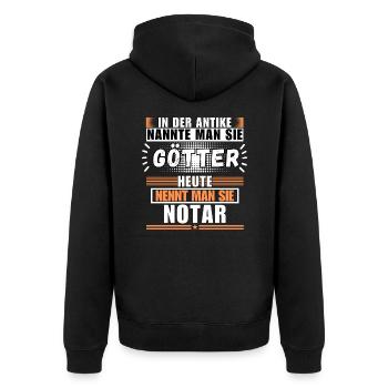 Gods in Antiquity. Today notary - Unisex Premium Organic Zip Hoodie - black - Back - Nico (187cm)