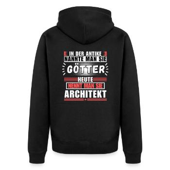 Götter in der Antike. Heute Architekt - Unisex Premium Bio Zip Hoodie - Schwarz - Hinten - Nico (187cm)