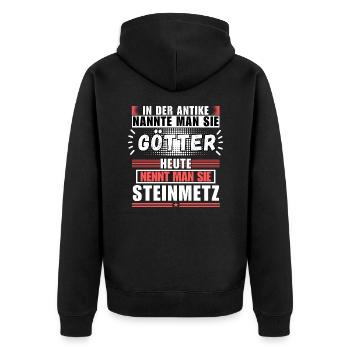 Gods in Antiquity. Today a stonemason - Unisex Premium Organic Zip Hoodie - black - Back - Nico (187cm)
