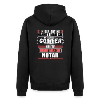 Götter in der Antike. Heute Notar - Unisex Premium Bio Zip Hoodie - Schwarz - Hinten - Nico (187cm)