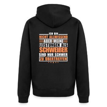 Unübertroffene Leistung als Schweißer - Unisex Premium Bio Zip Hoodie - Schwarz - Hinten - Nico (187cm)