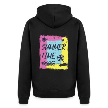 Summertime joy. - Unisex Premium Organic Zip Hoodie - black - Back - Nico (187cm)