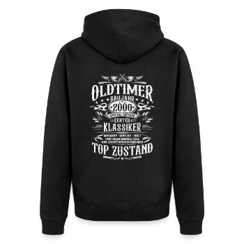 Oldtimer Baujahr 2000 Geburtstag Geschenk - Unisex Premium Bio Zip Hoodie - Schwarz - Hinten - Nico (187cm)