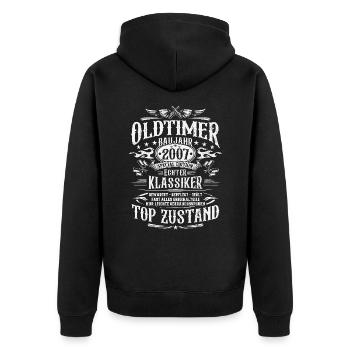 Oldtimer Baujahr 2007 Geburtstag Geschenk - Unisex Premium Bio Zip Hoodie - Schwarz - Hinten - Nico (187cm)