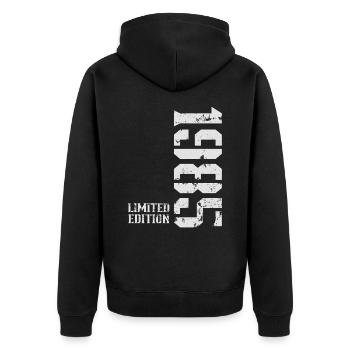 1985 Vintage Edition Limitée - Veste à capuche bio Premium Unisexe - noir - Dos - Nico (187cm)