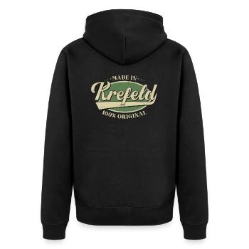 Krefeld Krefelder Original Retro - Unisex Premium Bio Zip Hoodie - Schwarz - Hinten - Nico (187cm)