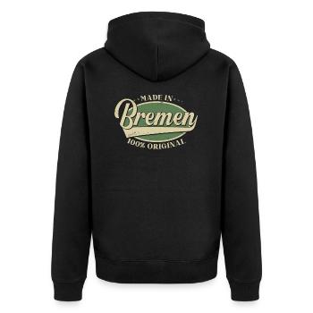 Bremen Bremer Original - Unisex Premium Bio Zip Hoodie - Schwarz - Hinten - Nico (187cm)