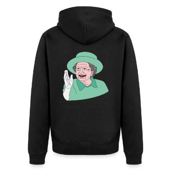 Our majesty the queen Elizabeth II. - Unisex Premium Bio Zip Hoodie - Schwarz - Hinten - Nico (187cm)