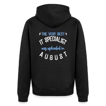 IT Specialist uploaded August Geburtstag Geschenk - Unisex Premium Bio Zip Hoodie - Schwarz - Hinten - Nico (187cm)