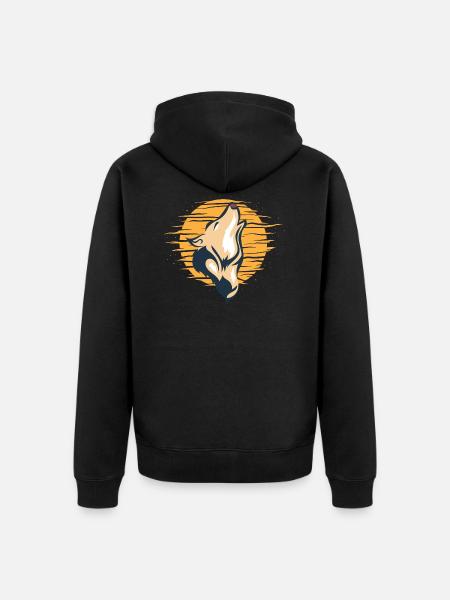 Howling Wolf Moonlight Wolf - Unisex Premium Organic Zip Hoodie - black