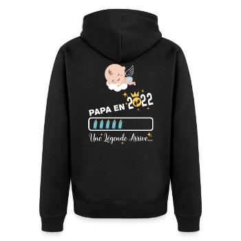 Cadeau papa en 2022 bébé - Veste à capuche bio Premium Unisexe - noir - Dos - Nico (187cm)